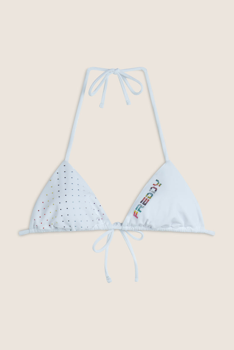 Triangel-Bikinioberteil mit Strassverzierung - WHITE