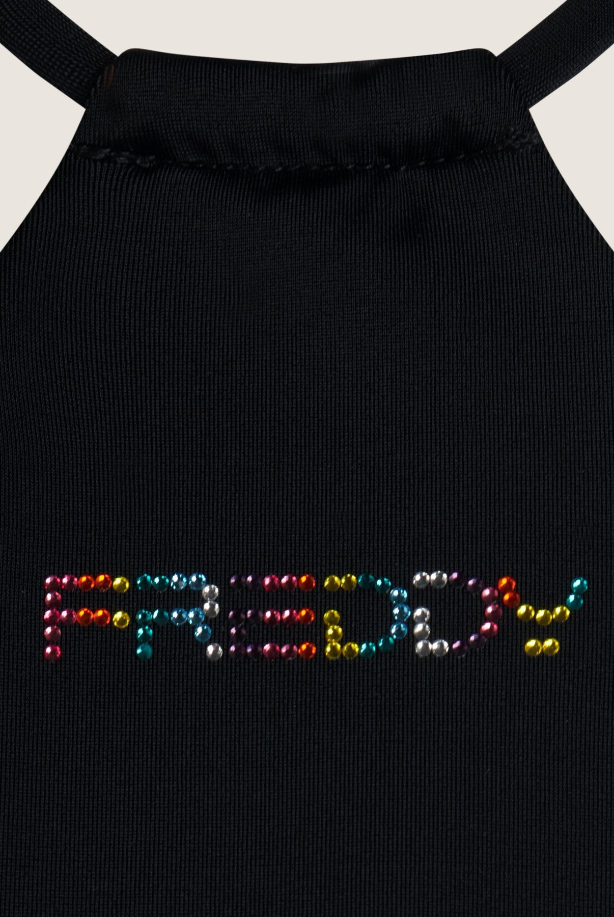 Bikini-Neckholder-Top mit strassbesetztem Freddy Logo - BLACK