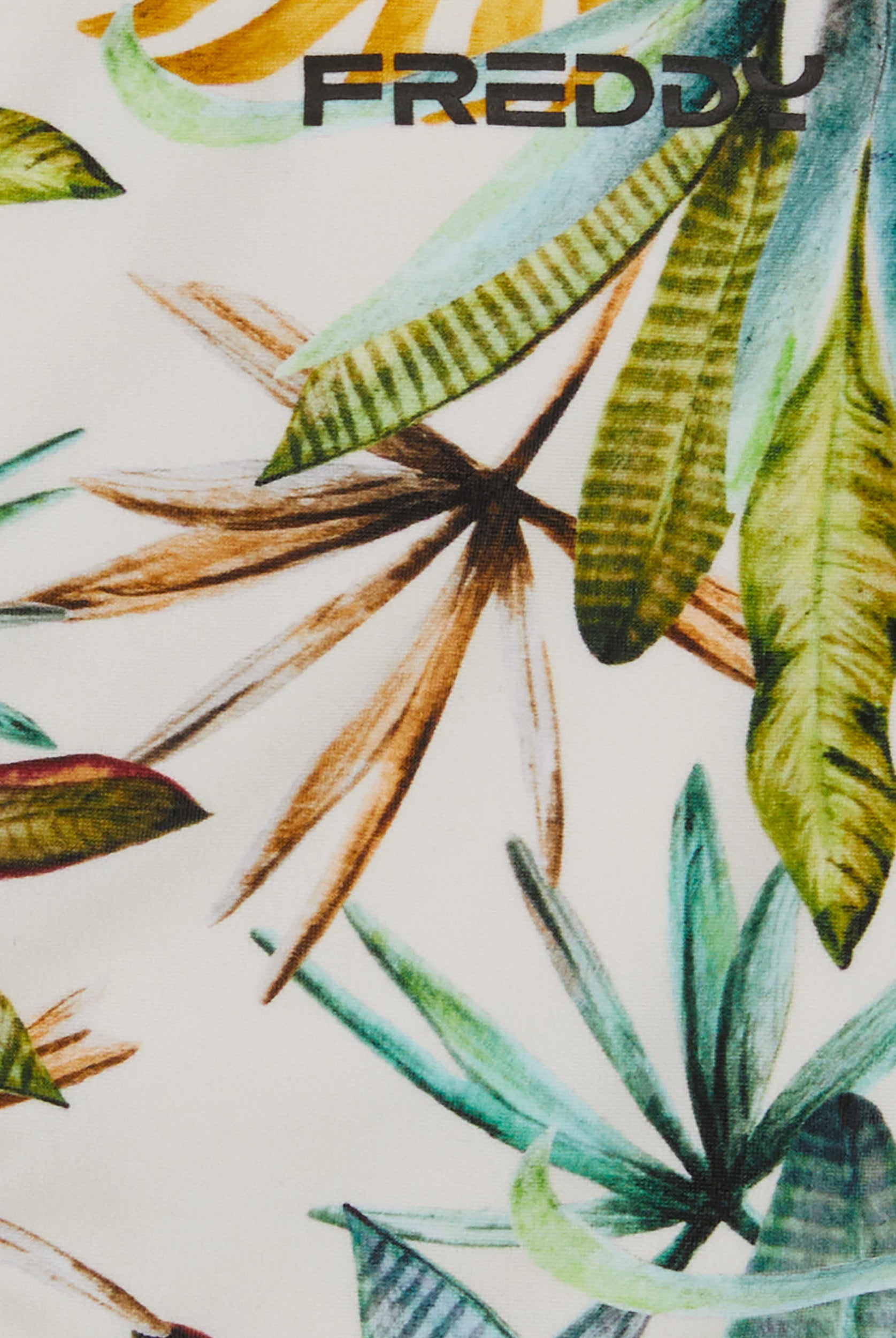 String-Bikinihose mit tropischem Blattmuster - SAND