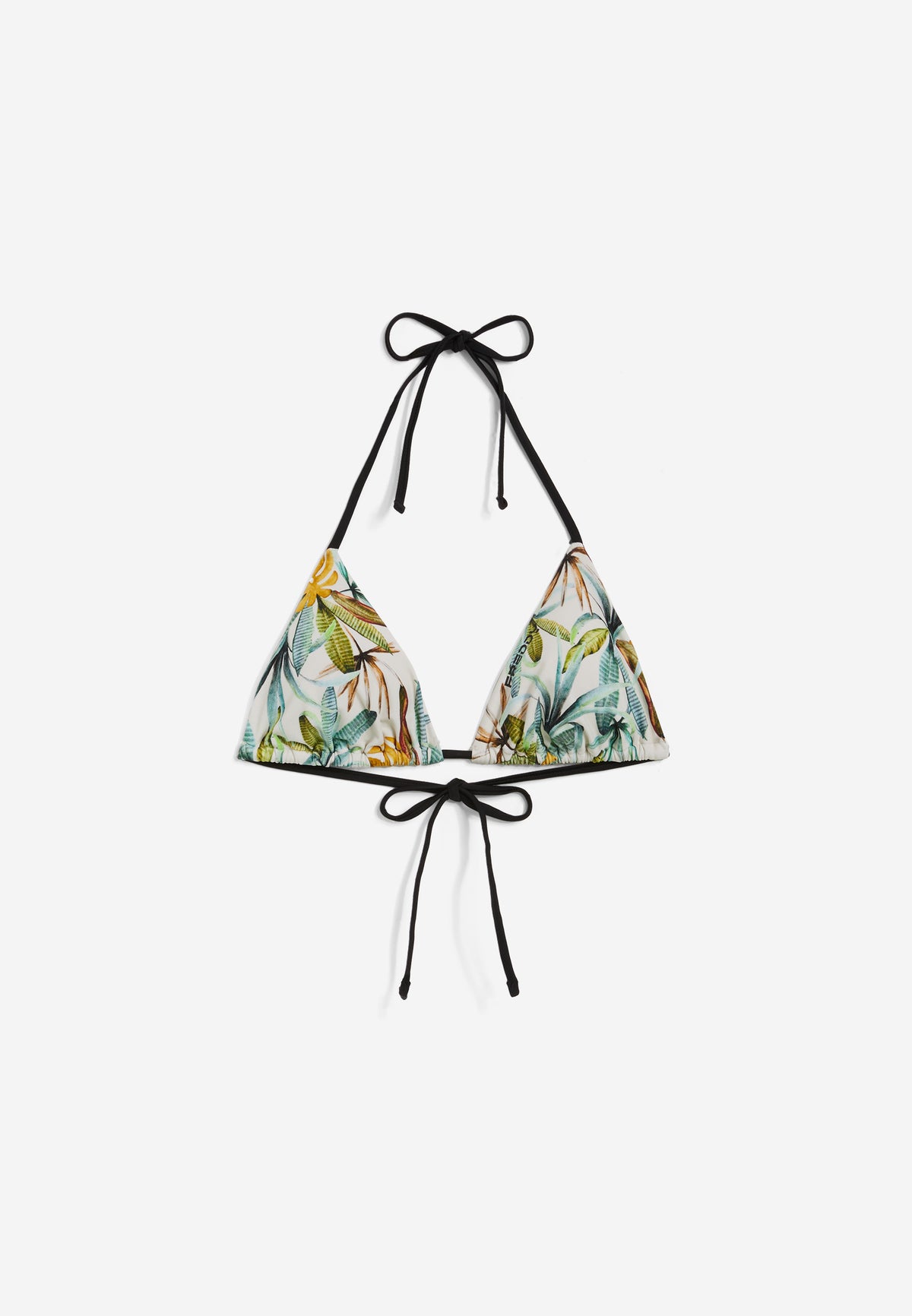 Triangel-Bikinioberteil mit tropischem Blattmuster - SAND