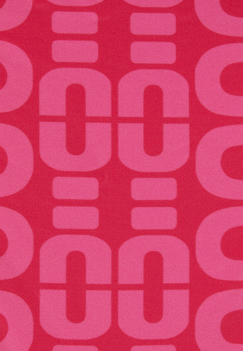 Einteiliger Badeanzug mit Cut-outs und Allover-Logo-Print - FUCHSIA
