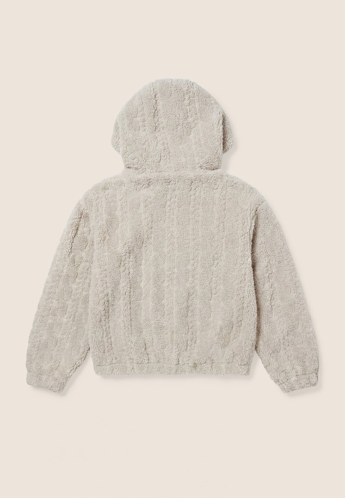 Hooded jacket in cable-knit sherpa fleece - Moonbeam