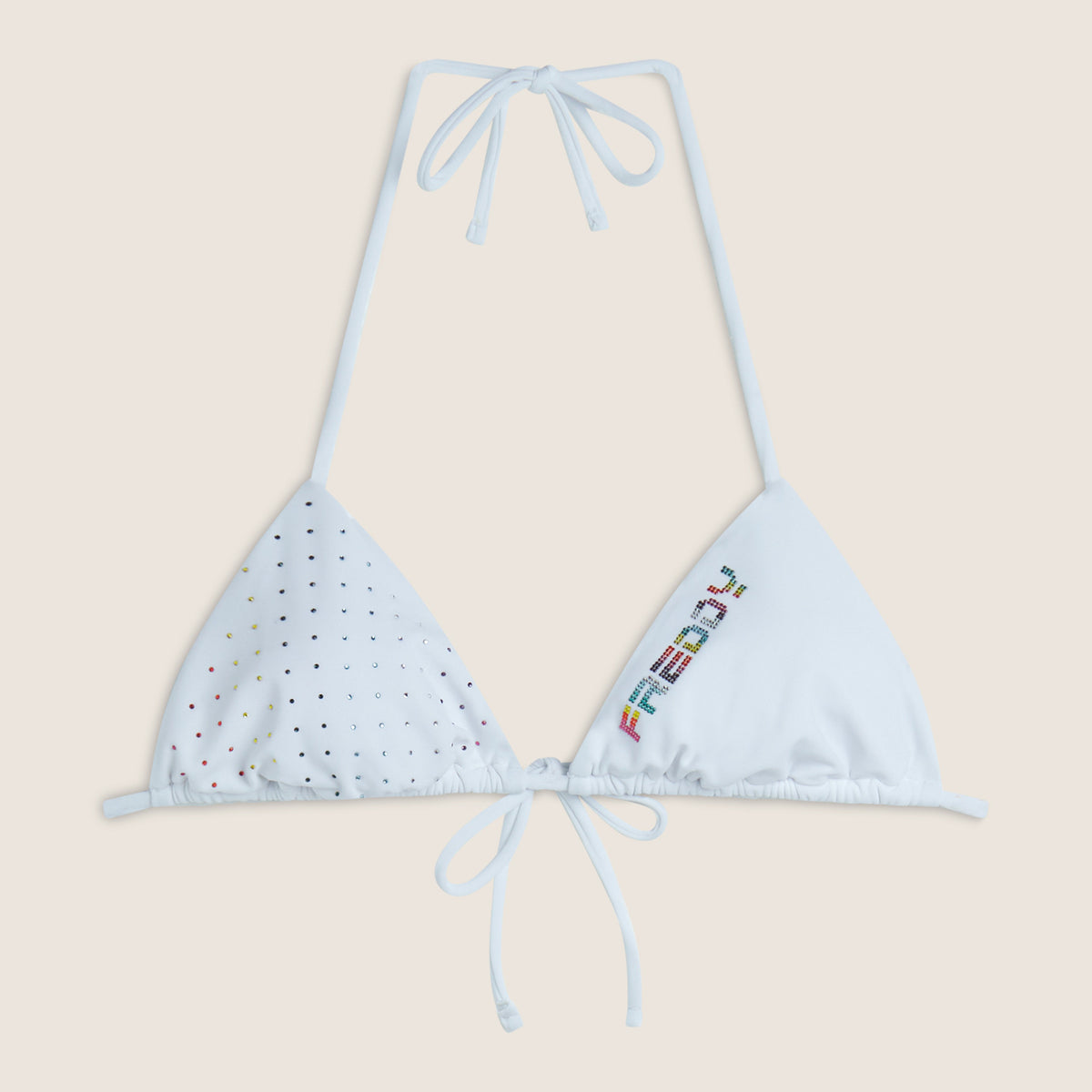 Freddy Triangel-Bikinioberteil mit Strassverzierung - WHITE – Freddywear