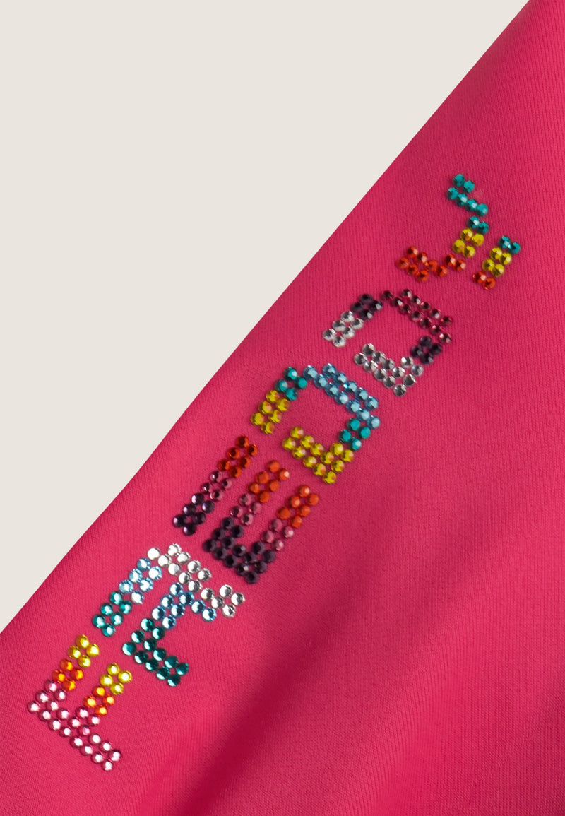 Triangel-Bikinioberteil mit Strassverzierung - FUCHSIA