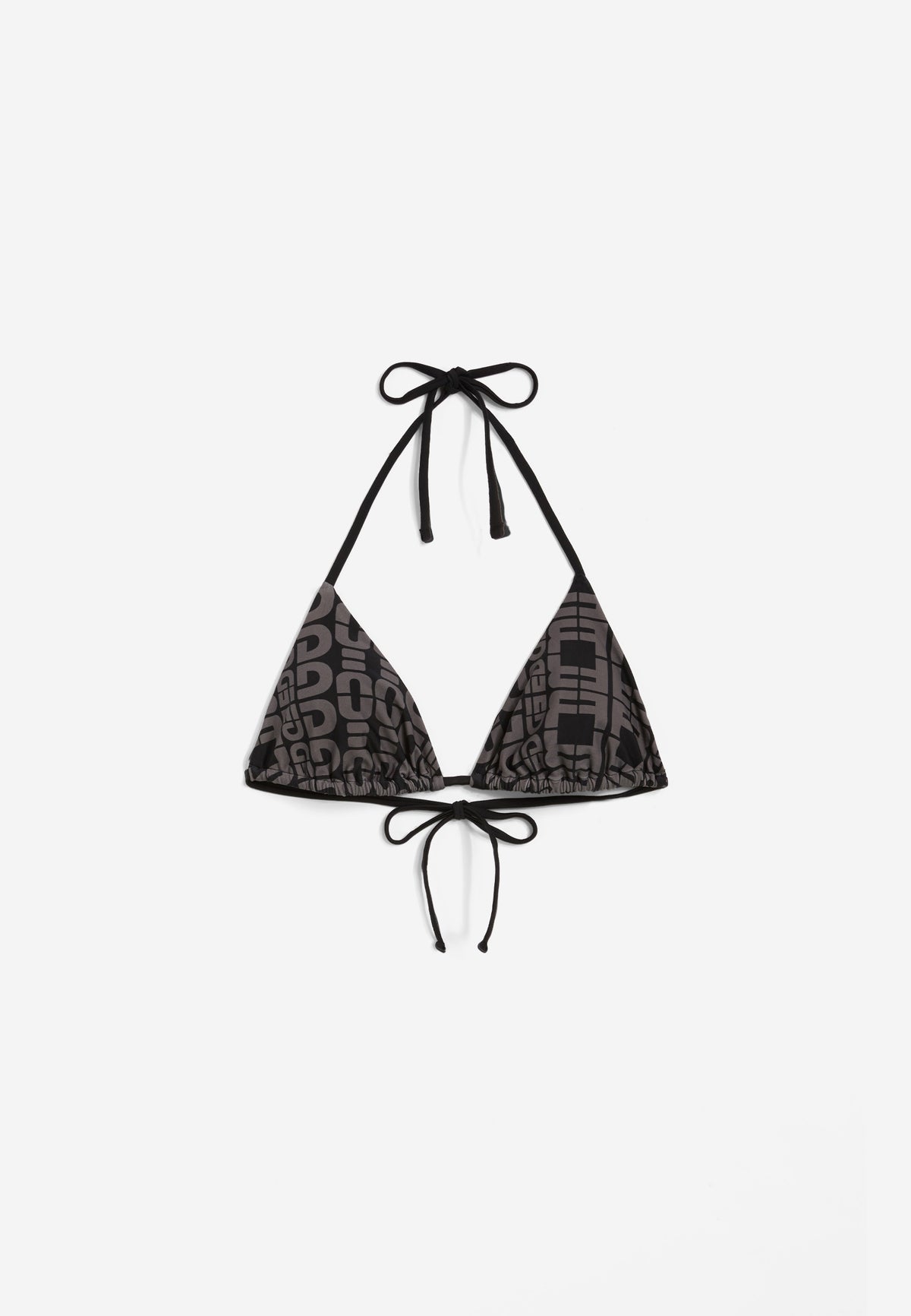 Triangel-Bikinioberteil mit Allover-Logo-Print - BLACK
