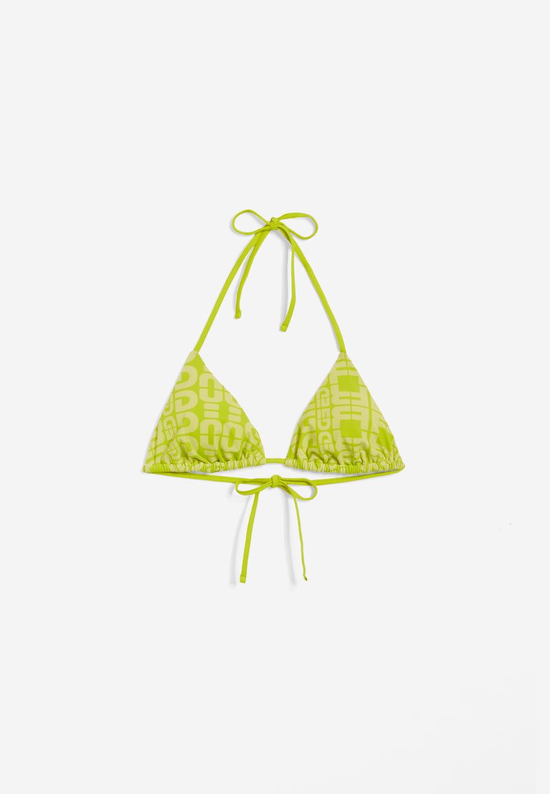 Triangel-Bikinioberteil mit Allover-Logo-Print - LIME