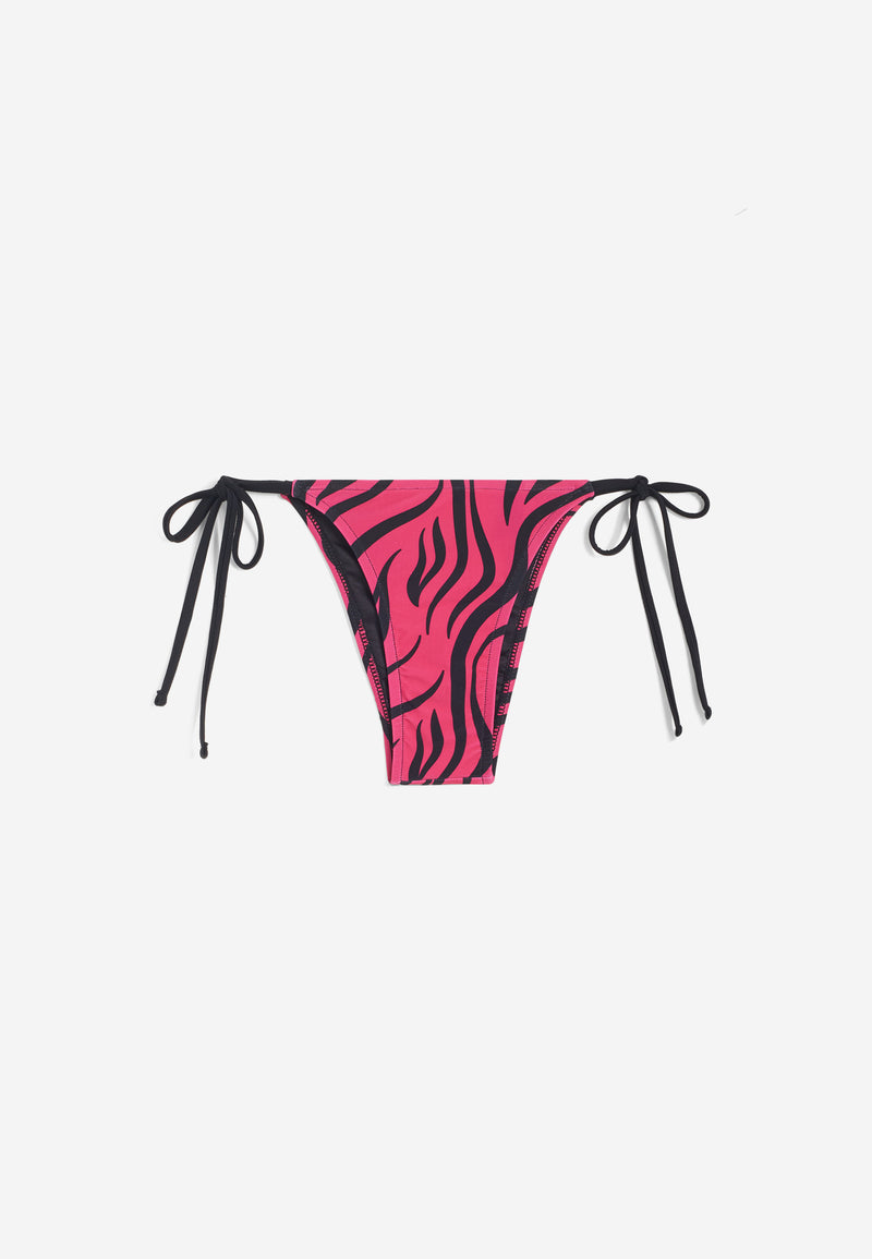 String-Bikinihose mit Zebramuster - FUCHSIA
