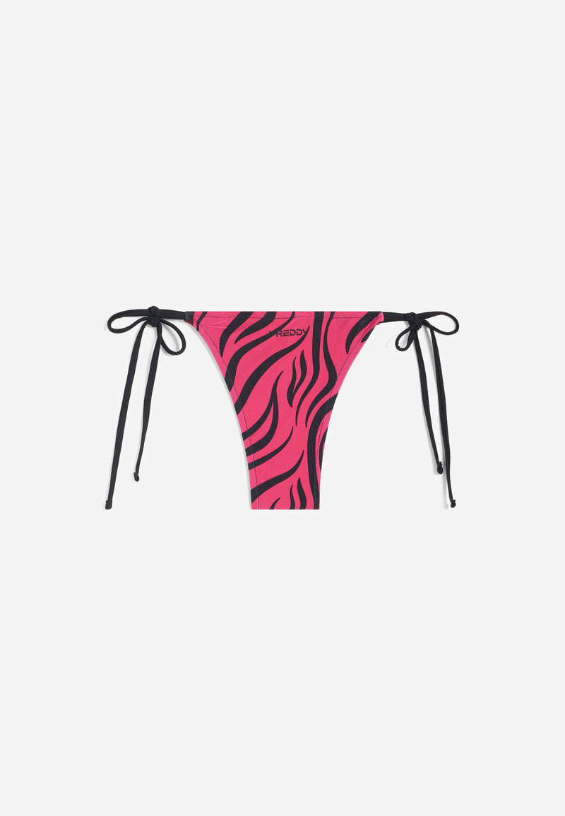 String-Bikinihose mit Zebramuster - FUCHSIA