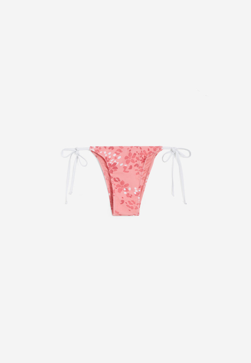 String-Bikinihose mit Blumenmuster - CORAL