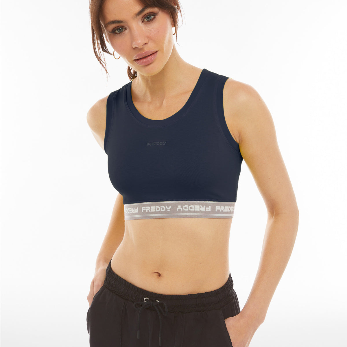 Freddy sport-bh med elastisk kant - mørkeblå – Freddywear