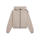 Cropped oversize sweatshirt with zip and Flow print - Crystal Gray
