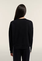 Cropped V-neck sweatshirt with maxi print - Black