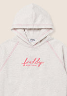 Comfort melange hoodie with neon embroidery - White Melange