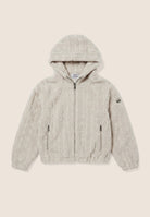 Hooded jacket in cable-knit sherpa fleece - Moonbeam