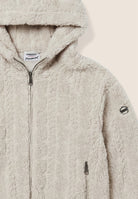 Hooded jacket in cable-knit sherpa fleece - Moonbeam