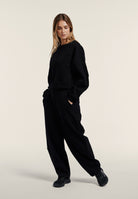 Fleece balloon trousers with faded effect - Black