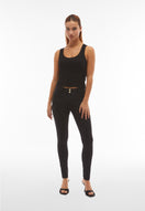 WR.UP Push-Up Regular Waist Skinny Denim Jeans - Denim Black - Black Seam