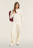 Comfort melange hoodie with neon embroidery - White Melange