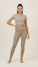 WR.UP Push-Up High Waist Skinny Vegan Leather Pant With Crossed Waist Band - Irish Cream Beige